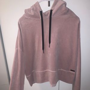 Light pink velvet crop hoodie sz Sml